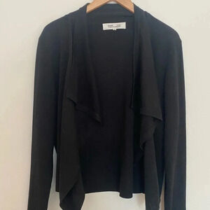 Diane Von Furstenberg black knit cardigan open front XL excellent condition